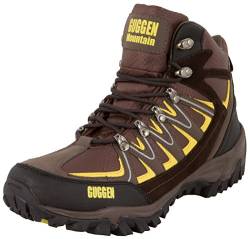 GUGGEN Mountain M009 Bergschuhe Bergstiefel Wanderschuhe Wanderstiefel Mountain Boots Trekkingschuhe mit echtem Leder, Farbe Braun-Gelb, EU 40 von GUGGEN Mountain