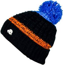 GUGGEN Mountain Wintermütze Mütze für Damen und Herren mit Bommel Strickmütze Bommelmütze Warme Classic Mützen Cap Mütze mit leichtem Fleecefutter Schwarz-Blau-Orange von GUGGEN Mountain