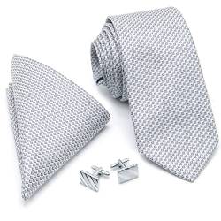 GUGGIARI® Herren Krawatte mit Einstecktuch und Manschettenknöpfen – Elegantes Tie Geschenkset – Krawatten Set für Hochzeit, Schulabschluss und Valentinstag von GUGGIARI