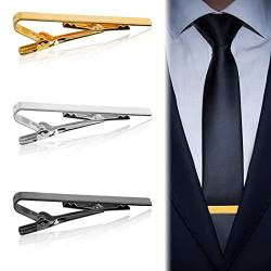 3 Stück Krawattennadel Krawattenklammer, GUGUMO Klassische Business-Krawattenklammern für Normale Krawatten JubiläUm, Verabredung, Hochzeit, Meeting (Gold Silber Schwarz) von GUGUMO