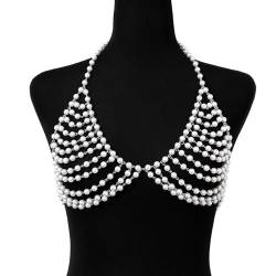 GUHEXIA Körperkette Körperkette Perlenkette Nachahmung Perlen Material Bikini Bauchkette Körperschmuck Geschenk für Modeliebhaber von GUHEXIA