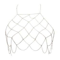 GUHEXIA Mesh-Körperkette, handgefertigte Brustkette, sexy Strand-Bikini-BH-Kette, Harness-Gürtel, Körper-Accessoires für Frauen und Mädchen von GUHEXIA