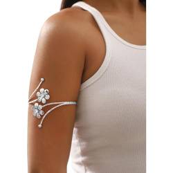 GUHEXIA Stilvolles Blumen-/Blatt-Armmanschettenarmband, modische Metallarmbänder, offene Armarmbänder, Ornament, beliebtes Damen-Accessoire von GUHEXIA
