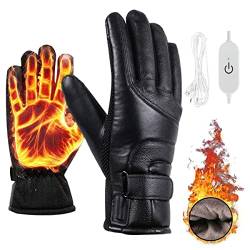 USB Beheizte Handschuhe, Touchscreen Elektrische Beheizte Handschuhe Wasserdicht Unisex Thermohandschuhe Schwarz von GUIRUO