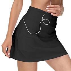 Damen Rock Kurz Lauf Skort Faltenrock mit Innenhose Taschen Sportrock Schnell Trocknende und Atmungsaktive Sportskort Stretch-Leggings Tennis Golf Röckenshorts von GUKOO