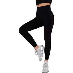 Damen Sport Leggings High Waist Nahtlos Gestrickte Hüften Scrunch Butt Slim Und Warm Fashion Baumwolle FüR Blickdichte Klamotten von GUKOO