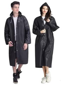 GUKOY 2 Stück Regenponcho Regenmantel Herren Damen Wasserdicht, Eva Regenbekleidung Regencape Regenjacke Regen Zubehör für Wandern Radfahren Camping und Reisen (Schwarz+Schwarz) von GUKOY