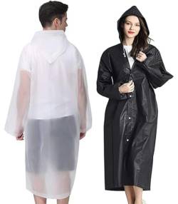 GUKOY 2 Stück Regenponcho Regenmantel Herren Damen Wasserdicht, Eva Regenbekleidung Regencape Regenjacke Regen Zubehör für Wandern Radfahren Camping und Reisen (Weiß+Schwarz) von GUKOY