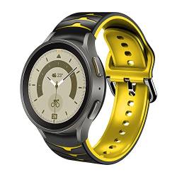 GUKUCA zweifarbiges Silikonarmband ist für Samsung Galaxy Watch 5/5 Pro geeignet, und das Metallschließe Silikonarmband ist für Samsung Galaxy Watch 4/4 classic geeignet. (Schwarz/gelb) von GUKUCA