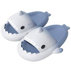 GULAKY Cloud Shark Slides Pillow Slippers Damen/Herren Hausschuhe Unisex Badeschuhe für Sommer，Blau Weiß，36.37 von GULAKY
