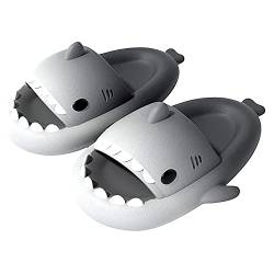 GULAKY Cloud Shark Slides Pillow Slippers Damen/Herren Hausschuhe Unisex Badeschuhe für Sommer，Schwarzgrau，44.45 von GULAKY