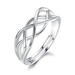 GULICX Damen Ringe 925 Sterling Silber, Kreuz Hochzeitsring Liebesknoten Eheringe Verlobungsring Band Ring, Größe 49 bis 65, Frau/Freundin zum Geburtstag, Kommt mit Geschenk-Box von GULICX