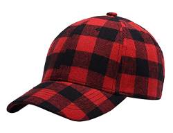 GUMONI Karierte Baseball Caps Kappe Outdoor Freizeit Mütze für Herren Damen (Rot) von GUMONI