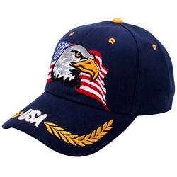 GUMONI USA Flagge Adler Weizenohr Stickerei Baseball Caps Kappe Mütze für Herren Damen(Marineblau) von GUMONI