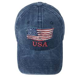 GUMONI USA Flagge Stickerei Denim Baseball Caps Kappe Outdoor Freizeit Mütze Herren Damen(Navy blau) von GUMONI