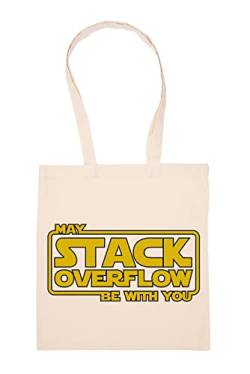 GUNMANT May Stack Overflow Be With You Beige Einkaufstasche Wiederverwendbar Langlebig Umweltfreundlich Reusable Shopping Bag von GUNMANT