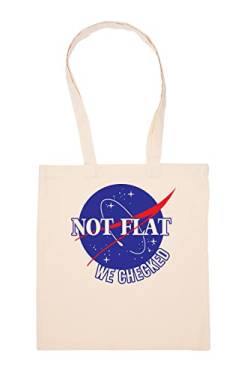 GUNMANT NASA Not Flat We Checked Earthers Beige Einkaufstasche Wiederverwendbar Langlebig Umweltfreundlich Reusable Shopping Bag von GUNMANT