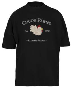 Cucco Farms Schwarz Baggy T-Shirt Herren Damen Unisex Kurze Black Ärmel Mens Womens von GUNMANTOR