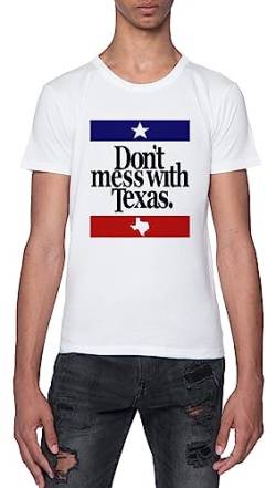 Don't Mess with Texas Weißes T-Shirt Herren Mit Kurzen Ärmeln Und Rundem Hals White Mens von GUNMANTOR