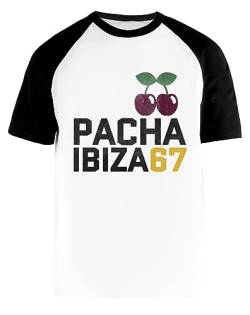 Pacha Ibiza 67 Weißes Baseball T-Shirt Herren Damen Unisex Kurze Ärmel Rundem Hals White Mens Womens von GUNMANTOR