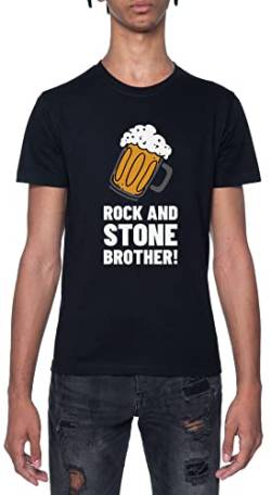 Rock and Stone Brother Schwarz T-Shirt Herren Mit Kurzen Ärmeln Und Rundem Hals Black Mens von GUNMANTOR