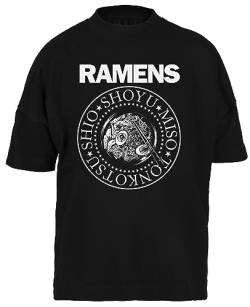 The Ramens Bowl Ramen Noodle Schwarz Baggy T-Shirt Herren Damen Unisex Kurze Black Ärmel Mens Womens von GUNMANTOR