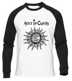 Vintage Alice In Chains Sun Faded Weißes Baseball T-Shirt Herren Damen Unisex Langarm Rundem Hals White Mens Womens M von GUNMANTOR