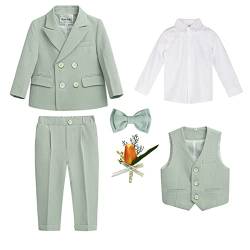 4/5/6 tlg Jungen Anzug Set,Kleine Jungen Frühling Formeller Kleidung Set Kinder Smoking Gentleman Outfits Festliche Hochzeit Anzüge Party Taufe Zweireihiger Kinderanzug Bekleidungsset 9-10 Jahre von GUOCU