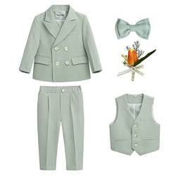 4/5/6 tlg Jungen Anzug Set,Kleine Jungen Frühling Formeller Kleidung Set Kinder Smoking Gentleman Outfits Festliche Hochzeit Anzüge Party Taufe Zweireihiger Kinderanzug Bekleidungsset 9-10 Jahre von GUOCU