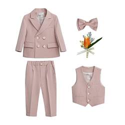 4/5/6 tlg Jungen Anzug Set,Kleine Jungen Frühling Formeller Kleidung Set Kinder Smoking Gentleman Outfits Festliche Hochzeit Anzüge Party Taufe Zweireihiger Kinderanzug Bekleidungsset 9-10 Jahre von GUOCU