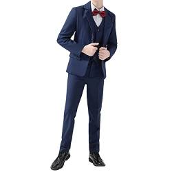 Anzug Kinder Jungen Festlich Hochzeit Kinderanzug 5-tlg Jungen Anzug Set Kinder Gentleman Anzug Sakko+Hemd+Weste+Hosen+Fliege Kommunionsanzug Hochzeit Smoking Outfits Festliche Anzüge 13-14 Jahre von GUOCU