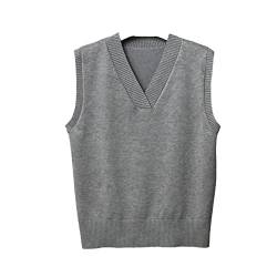 Damen Vintage Weste Strick Pullunder Ärmellose V-Ausschnitt Strickweste Stricken Weste Einfarbig Casual Ärmellos Strick Tank Top Frauen Sweater Weste Business Freizeit Ärmelloser Pullunder Farbe E M von GUOCU