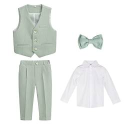 GUOCU 4/5/6 TLG Jungen Anzug Set,Kleine Jungen Frühling Formeller Kleidung Set Kinder Smoking Gentleman Outfits Festliche Hochzeit Anzüge Party Taufe Zweireihiger Kinderanzug Bekleidungsset 1-2 Jahre von GUOCU