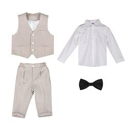 GUOCU 4/5/6 TLG Jungen Anzug Set,Kleine Jungen Frühling Formeller Kleidung Set Kinder Smoking Gentleman Outfits Festliche Hochzeit Anzüge Party Taufe Zweireihiger Kinderanzug Bekleidungsset 3-4 Jahre von GUOCU