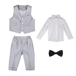 GUOCU 4/5/6 TLG Jungen Anzug Set,Kleine Jungen Frühling Formeller Kleidung Set Kinder Smoking Gentleman Outfits Festliche Hochzeit Anzüge Party Taufe Zweireihiger Kinderanzug Bekleidungsset 6-7 Jahre von GUOCU