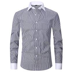 GUOCU Herren Hemd Regular Fit Langarm Formelle Freizeithemd Businesshemden Hochzeit Freizeit Party Button-Down-Hemd,FS13,XS von GUOCU