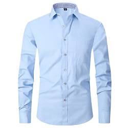 GUOCU Herren Hemd Regular Fit Langarm Formelle Freizeithemd Businesshemden Hochzeit Freizeit Party Button-Down-Hemd,FS24,XS von GUOCU