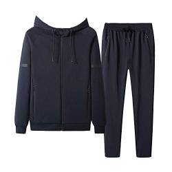 GUOCU Herren Lässiger Sportanzug Set Zweiteiliger Anzug Langarm Hoodie Trainingsjacke Kapuzenjacke & Jogginghose Sport Hose Fitnessanzug Trainings-Anzug Fitness Outfit Dunkelblau2 6XL von GUOCU