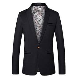 GUOCU Herren Sakko Fitness Sportlich Anzugjacke Business Freizeit Slim Fit Blazer Coat 1 Knopfverschluss Blazer Sakko,Schwarz,XS von GUOCU