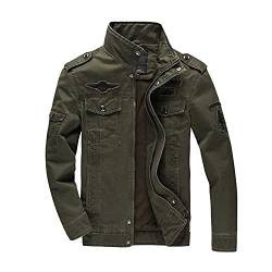 GUOCU Herren Übergangsjacke Militär Jacke Stehkragen Fliegerjacke Bomberjacke Baumwolle Winddicht Fliegerjacke Cargo Jacke mit Multi Taschen Männer Feldjacke Armeejacke Jagdjack von GUOCU