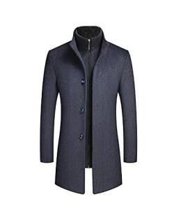 Herren Business Wollmantel Mode Kurzmantel Wintermantel mit Stehkragen Verdickung Kurze Jacke Herrenmantel Gesteppt Mantel Single Breasted Elegant Trenchcoat Jacke für Business Freizeit Grau XXL von GUOCU