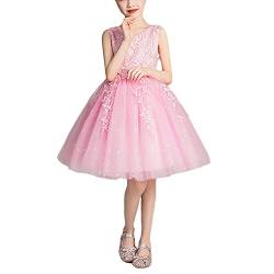 Kinder Sommerkleid Mädchen Prinzessin Kleid Spitzen Blumenmädchenkleid Hochzeit Partykleid Cocktailkleider Festzug Kleider Taufkleid Festlich Kleid Ballkleid Elegantes Ärmelloses Tüllkleid 4-15 Jahre von GUOCU