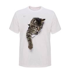 Unisex 3D Druck T-Shirts,Damen Herren Sommer Katze Bedruckt T-Shirts Aufdruck Rundhals Tee Shirts Männer Beiläufige Grafik Kurzen Ärmeln T-Shirt Frauen Lustige 3D Kurzarm Oberteile Mode Pullover C2 von GUOCU