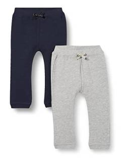 GUPPY BABY Jungen ZBMLAVON 2P SWE PANT UNB Jogginghose, Grey Melange/Pack:DARK SAPPHIRE, 74 von GUPPY BABY