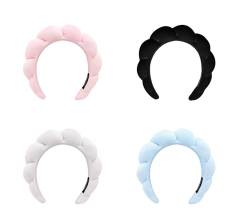 Schwamm-Stirnband, 4 Stück, weiche Schwamm-Stirnbänder – vielseitige Kopfbedeckung für Frauen, ideal für Spa, Make-up, Hautpflege und Make-up-Entfernung. Mit bezauberndem Wolken-Design. von GUQIANLU