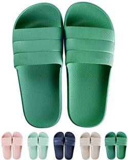 GURGER Badeschuhe Damen Herren Dusch Hausschuhe Slippers Sommer Slide Pantoletten Badelatschen Outdoor Strandschuhe Indoor Saunalatschen Grün Größe 36 37 von GURGER