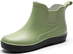 GURGER Gummistiefel Damen Kurz Regenstiefel Frauen Kurzschaft Wasserdicht Gummistiefeletten Chelsea Boots Wellington Grün Größe 36 von GURGER