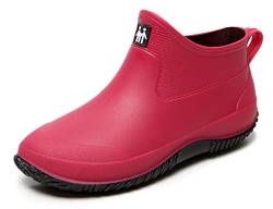 GURGER Gummistiefel Damen Kurz Regenstiefel Kurzschaft Wasserdichte Gummistiefeletten Frauen Rutschfest Regenstiefeletten Regenschuhe Rot Größe 38 von GURGER