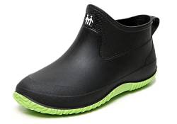 GURGER Gummistiefel Damen Kurz Regenstiefel Kurzschaft Wasserdichte Gummistiefeletten Frauen Rutschfest Regenstiefeletten Regenschuhe Schwarz Grün Größe 38 von GURGER