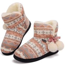 GURGER Hausschuhe Kinder Mädchen Jungen Hüttenschuhe Winter Plüsch Gefüttert Hausstiefel Hüttenstiefel Warm Rosa Größe 26 27 von GURGER